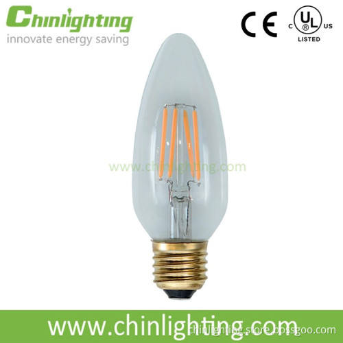 High efficiency UL listed decorative candle shape e26 e12 b13 c45 led filament bulb
